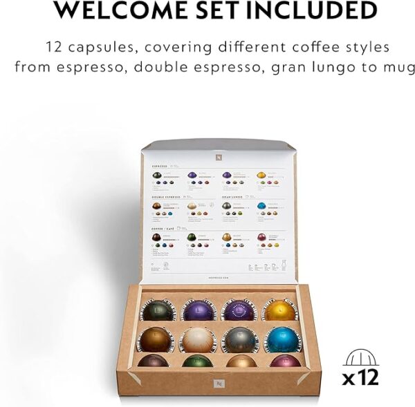 Open box of Nespresso Vertuo capsules with variety of flavors