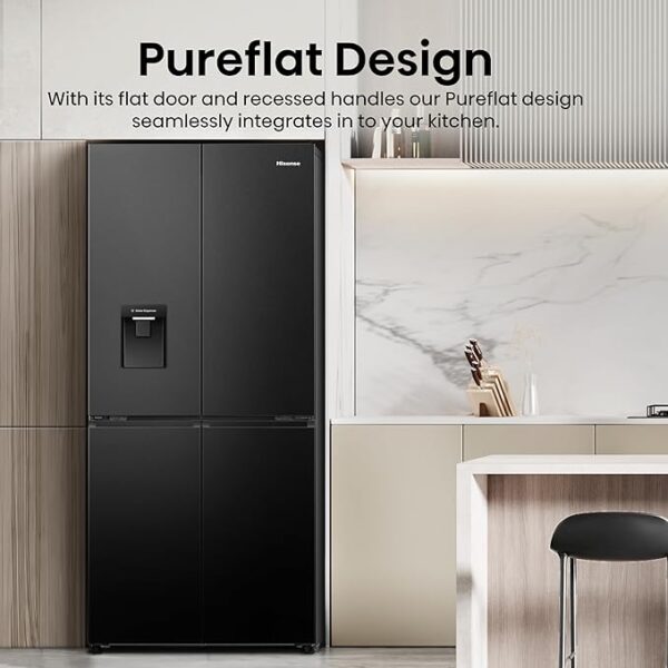 Hisense RQ5P470SMFE refrigerator showcasing its Pureflat design in a modern kitchen