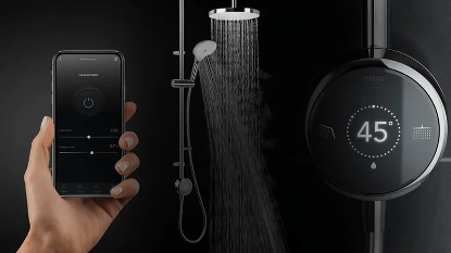 Smart shower system with smartphone control and digital temperature display