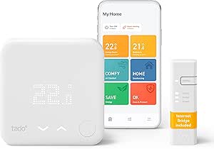 smart home automation system showing thermostat and mobile control interface