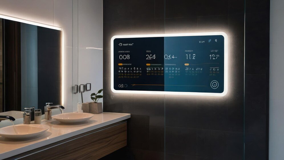 Infographic showing key benefits of smart mirrors including multitasking and precision grooming